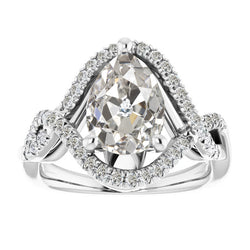 Halo Round & Pear Old Cut Diamond Ring Prong Infinity Style 7 Carats