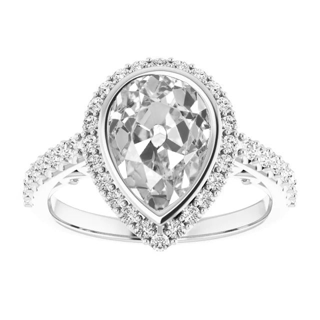 Halo Old Miner Cut Diamond Ring Bezel Set