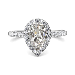 Halo Round & Pear Old Miner Diamond Ring 5 Prong Set 5.50 Carats