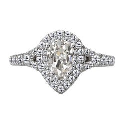 Halo Round & Pear Old Miner Natural Earth Mined Diamond Ring Pave Set 6 Carats