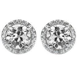 6.50 Ct. Halo Stud Earrings Old Cut Mined Natural Real Diamond ( Not Lab Grown )s Jewelry