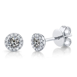Halo Stud Earrings 3.50 Carats Old Mine Cut Diamond Jewelry