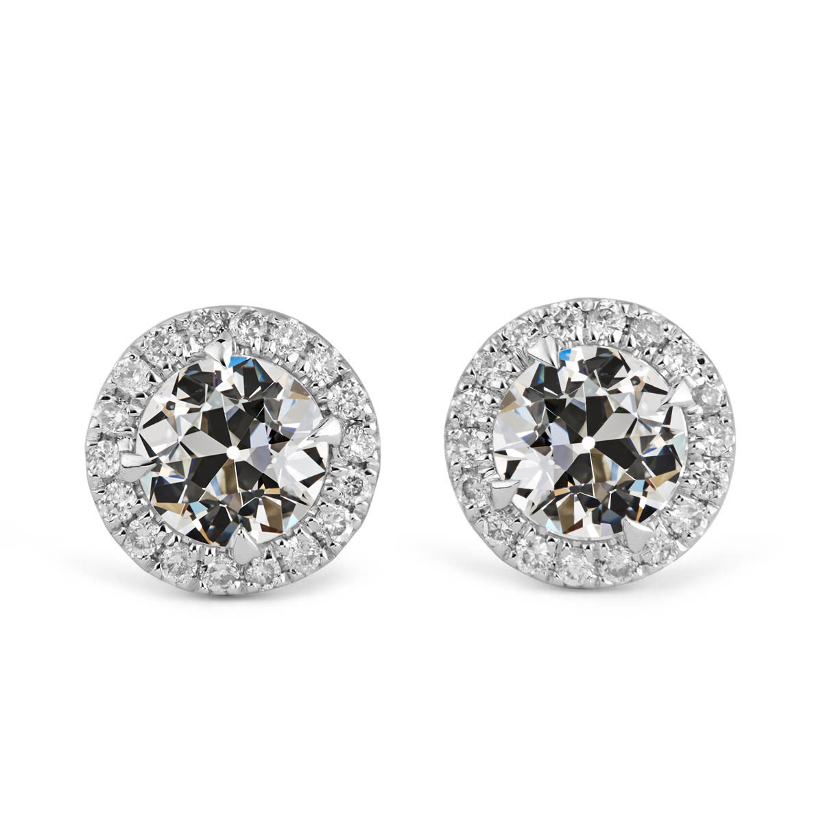Halo Stud Earrings Old Miner Diamond 6.50 Carats