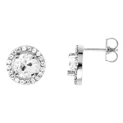 Halo Stud Earrings Round Old Cut Earth Mined Natural Real Diamond ( Not Lab Grown ) 3.50 Ct
