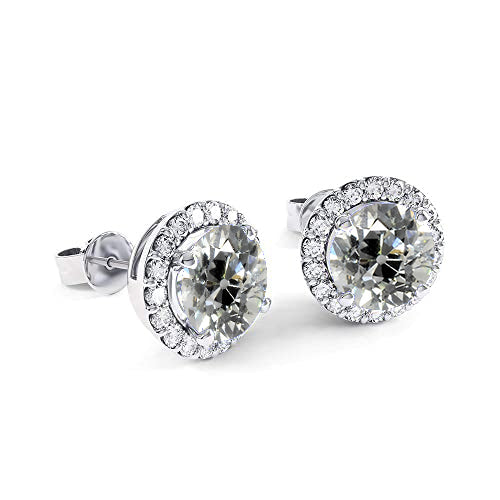 Halo Stud Earrings 3.50 Ct Sparkling Old Miner 