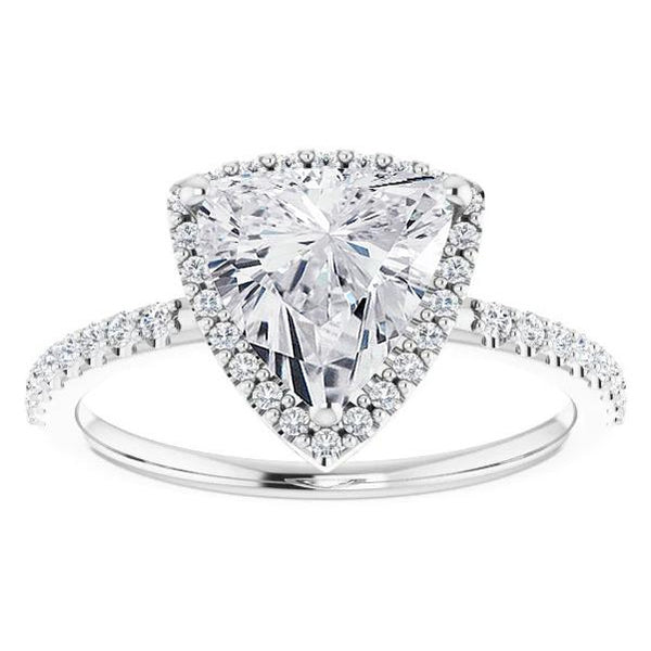 Gold Trillion Diamond Halo Engagement Ring 2.50 Carats Women's Jewelry