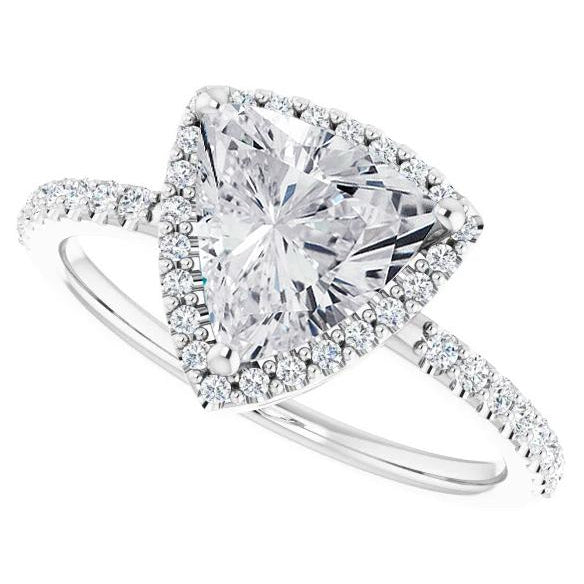 Gold Trillion Diamond Halo Engagement Ring 2.50 Carats Women's Jewelry