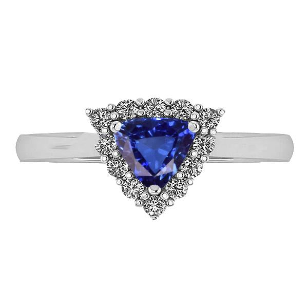  Sparkling Unique Lady’s   Halo Blue Sapphire Ring Round Diamond