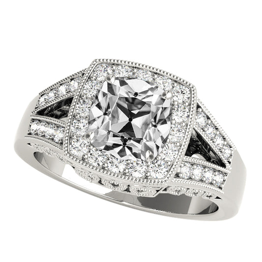 Halo Wedding Ring Cushion Old Miner