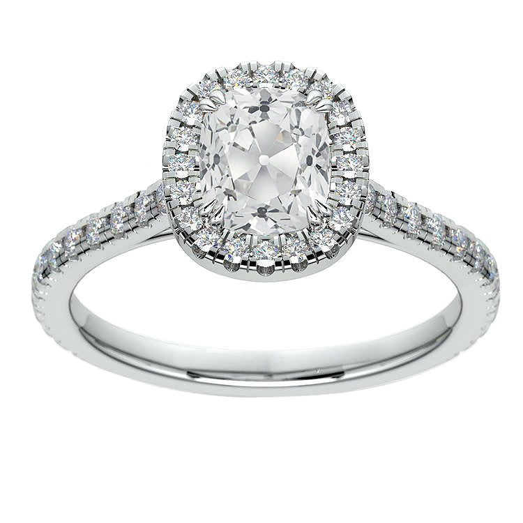 Halo Wedding Ring Old Miner Cushion Diamond