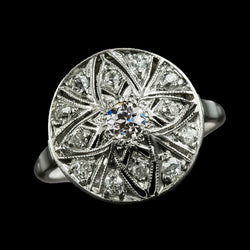 Halo Wedding Ring Old Cut Round Natural Earth Mined Diamonds Flower Style 2.50 Carats