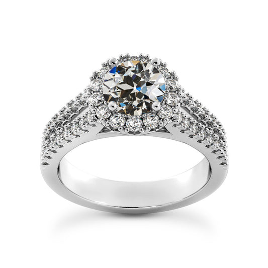 Halo Wedding Ring Old Miner Diamond
