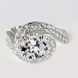 Halo Wedding Ring Old Miner Diamond Twisted Shank 4 Carats Gold