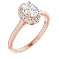 Halo Wedding Ring Oval Old Mine Cut Diamond Gold 5 Carats