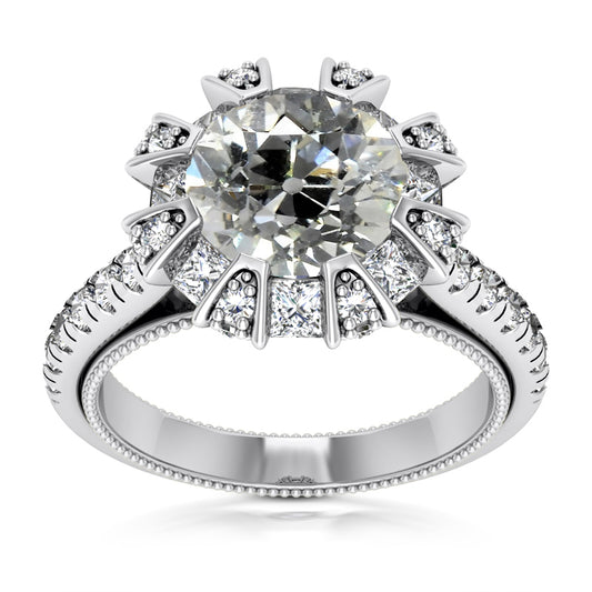 natural round diamond 7.50ct ring front view