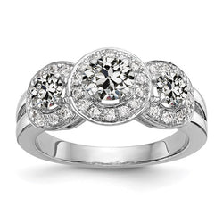 Halo Wedding Ring Round Old Cut Diamond 3 Stone Style 4.25 Carats
