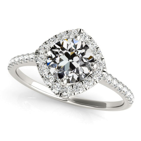 Halo Wedding Ring Round Old Cut Diamond