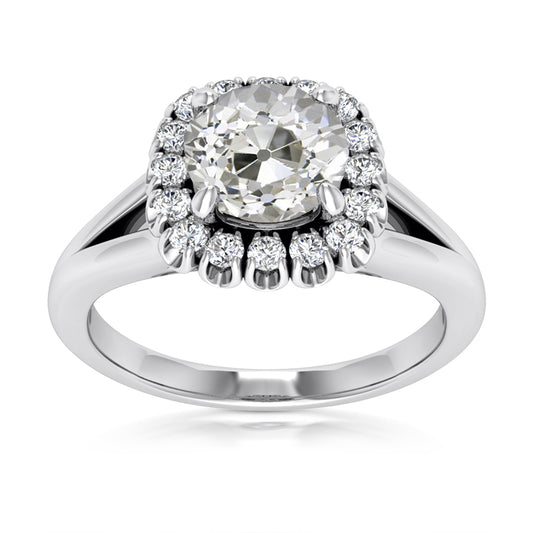 Halo Wedding Ring Round Old European