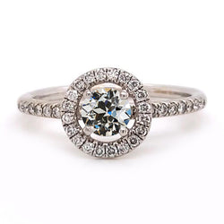Halo Wedding Ring Round Old Mine Cut Genuine Natural Earth Mined Diamond 2.50 Carats Gold 14K