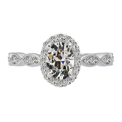 Halo Wedding Ring Round Old Mine Cut Real Natural Earth Mined Diamond 5 Carats Jewelry