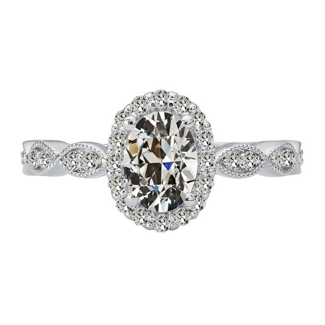 Halo Wedding Ring Old Miner Cut Diamond Jewelry