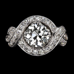 Halo Wedding Ring Round Old Mine Cut Diamond Infinity Style 4.75 Carats