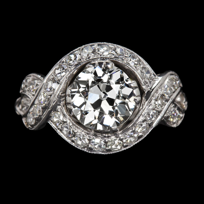Halo Wedding Ring Round Old Mine Cut