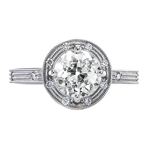 Halo Vintage Style Ring Round Cut Old Miner Jewelry 1.50 Carats Natural Earth Mined Diamond