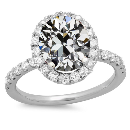 Halo Wedding Ring Round & Oval Old Miner Diamond