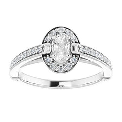 Halo Wedding Ring Round & Oval Old Miner Natural Earth Mined Diamond Prong Set 5.15 Carats
