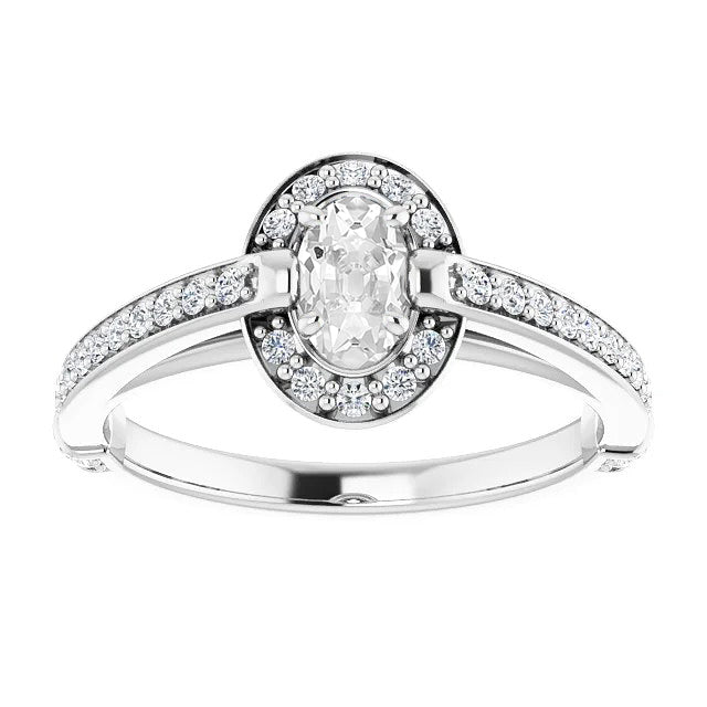 Halo Wedding Ring Old Miner Diamond Prong Set