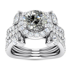 Halo Wedding Ring Set Round Old Miner Diamonds 8.25 Carats