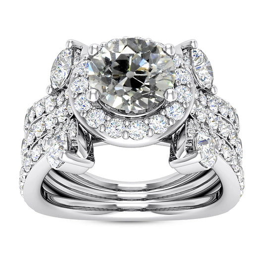 Halo Wedding Ring Set Round Old Miner
