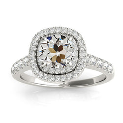 Halo Wedding Ring With Accents Round Old Cut Natural Earth Mined Diamond 5 Carats