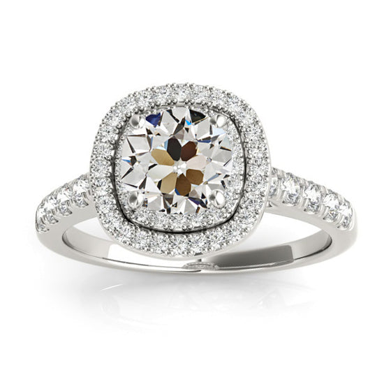 Halo Wedding Ring With Accents Old Miner Cut Diamond