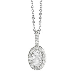 Halo Women’s Jewelry Real Natural Earth Mined Diamond Pendant Oval Old Miner 3 Carats 14K