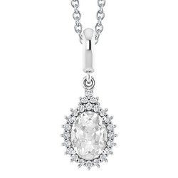 Halo Women’s Jewelry Diamond Pendant Oval Old Miner 4.50 Carats 14K