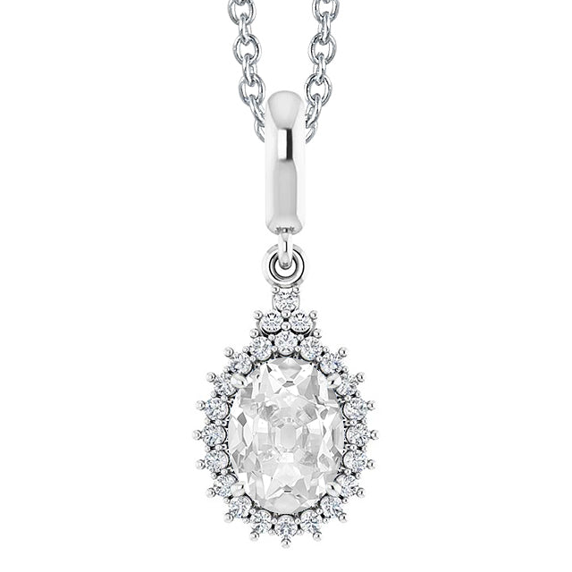 Halo Women’s Jewelry Diamond Pendant Oval Old Miner