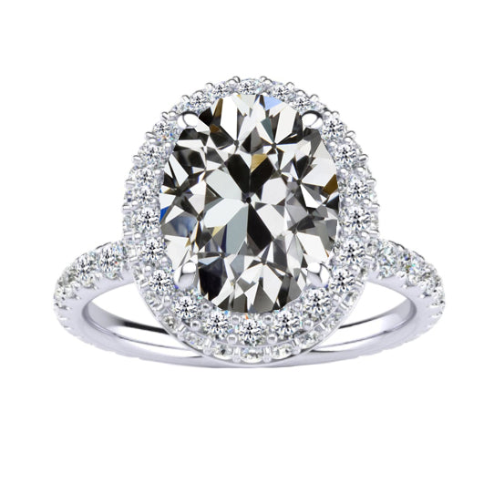 Halo Oval & Round Old Cut Lab Grown Diamond Anniversary Ring 11.50 Carats