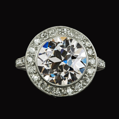 Halo Round Old Mine Cut Big Lab Grown Diamond Ring Bezel Set 9 Carats Jewelry