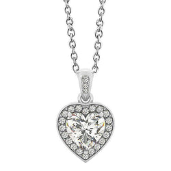 Heart And Round Cut 2.65 Ct Diamonds Pendant Necklace White Gold 14K