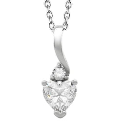 Heart And Round Diamonds Pendant Necklace 1.75 Ct. White Gold 14K
