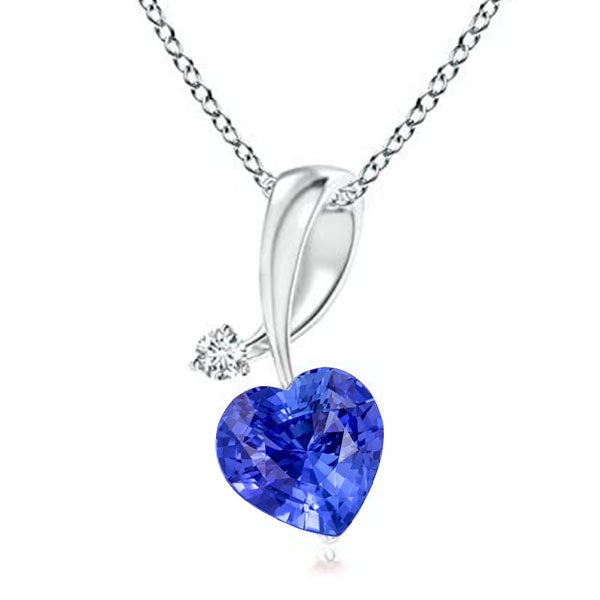 Heart Blue Sapphire Diamond Pendant