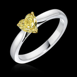 Heart Canary Yellow Diamond Ring Solitaire Prong Setting Gold 14K