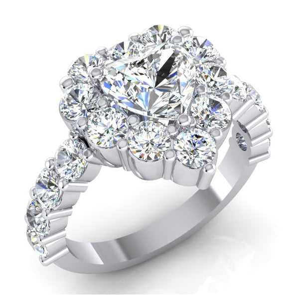 Sparkling Heart Cut Diamond Halo Ring New