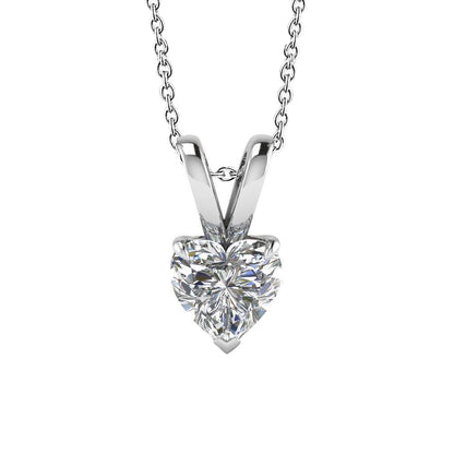 Heart Cut Natural Earth Mined Diamond Necklace Pendant 1 Carat White Gold 14K Jewelry