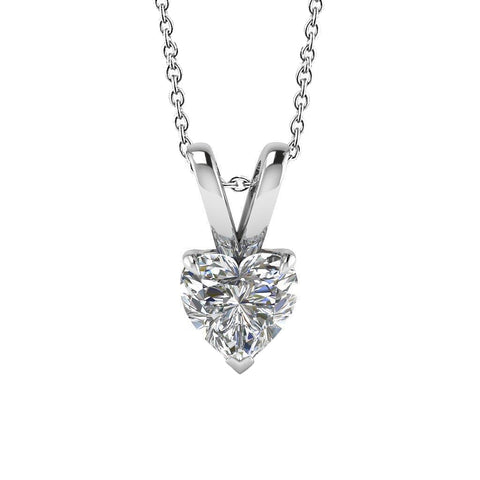 Heart Cut Diamond Necklace Pendant 1 Carat White Gold 14K  Jewelry