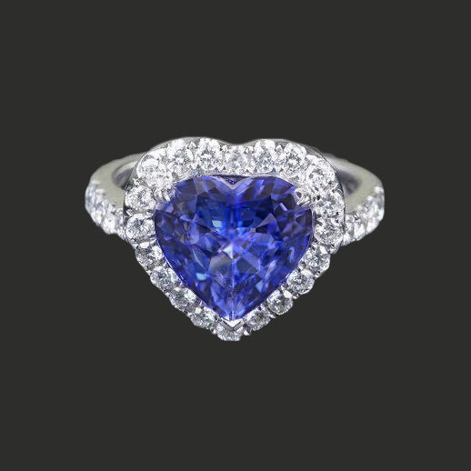 Best emales Heart Cut Tanzanite And Round Diamond Ring  Gold