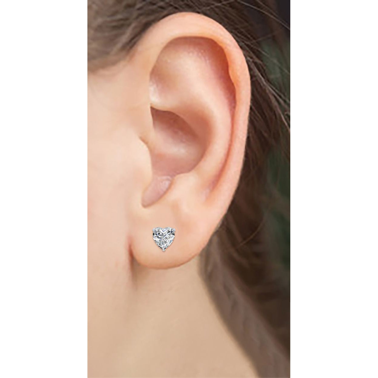 Gorgeous Heart Cut Diamond Women Stud Earring Solid White Gold  Stud Earrings