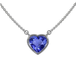 Heart Gemstone Solitaire Pendant Bezel Dog Ear Necklace 2 Carats